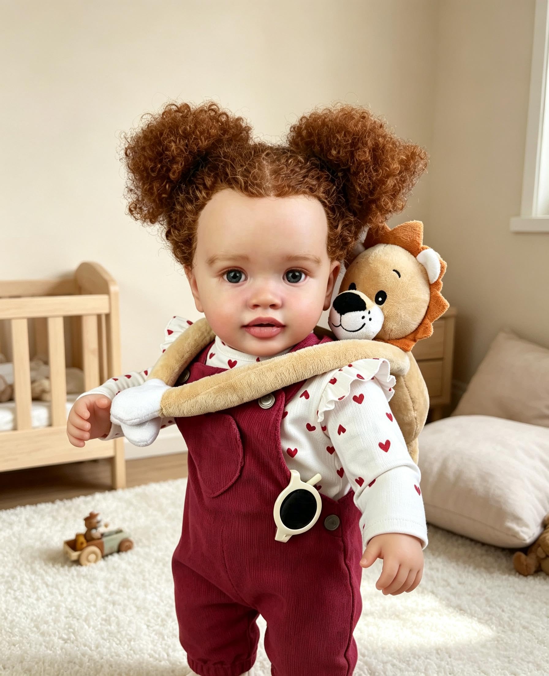 RXDOLL Duży rozmiar realistyczne lalki Reborn Baby Dolls Girl 66 cm realistyczna lalka malucha kręcone włosy prawdziwe lalki niemowlęce miękka tkanina winylowa ciało Reborn maluch dziewczyna prezent