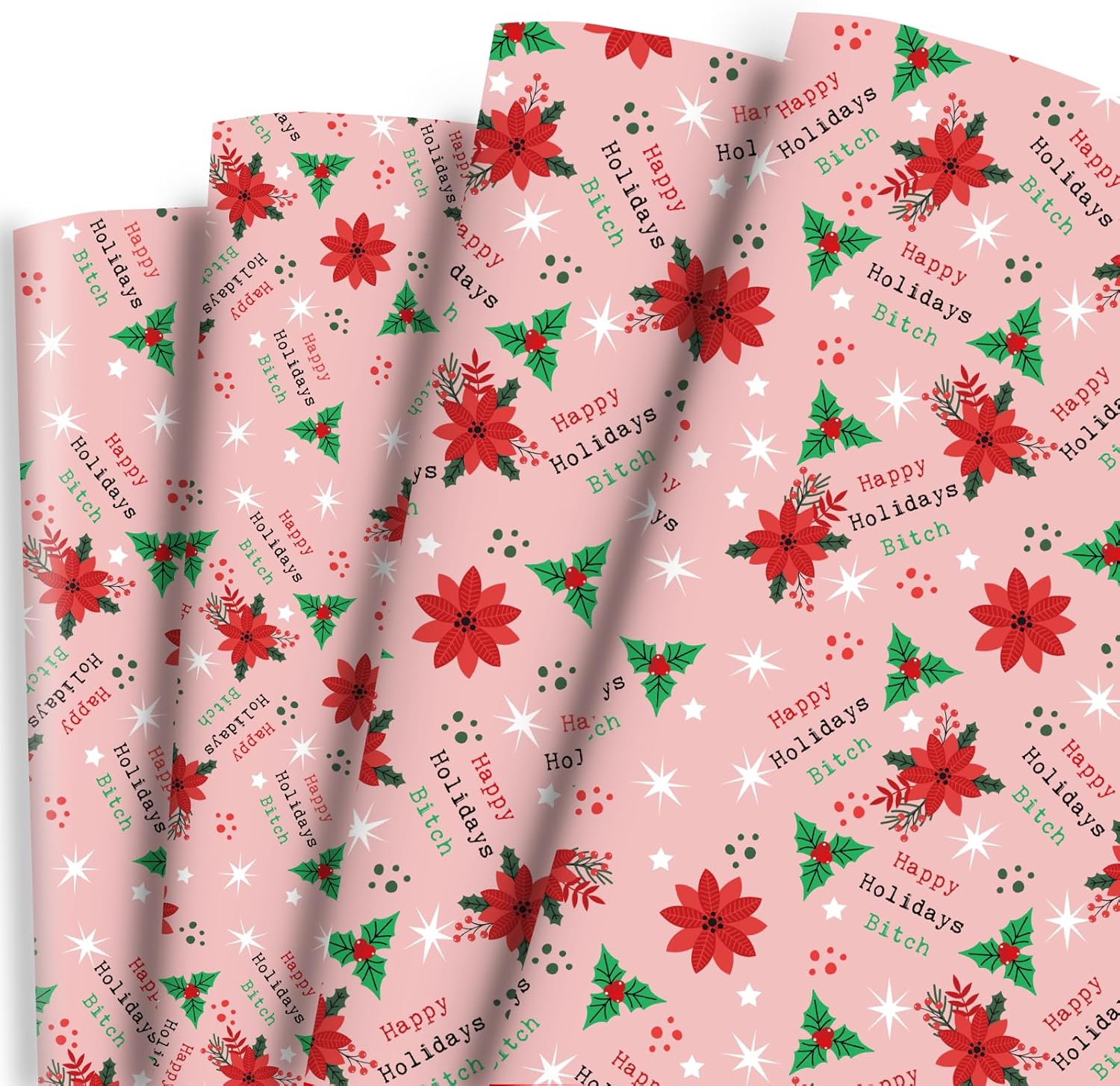 Dtiafu Funny Wrapping Paper Rude Xmas Style Happy Holiday