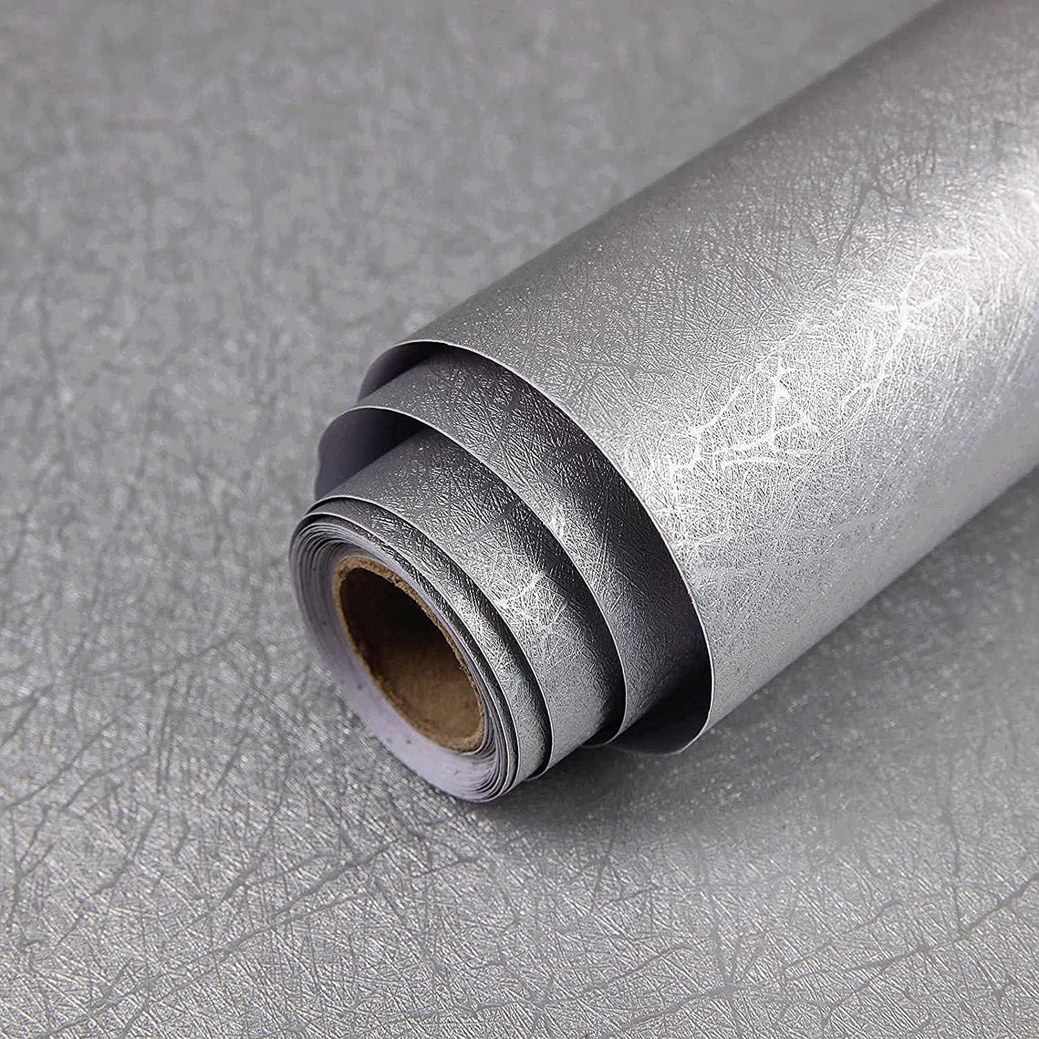 Abyssaly Grey Peel and Stick Wallpaper, Embossed Self Adhesive Silver Gray Contact Paper for Bedroom, Removable Home Decoration Wallpaper Covering for Cabinets Countertop 15.7in X 590.5in