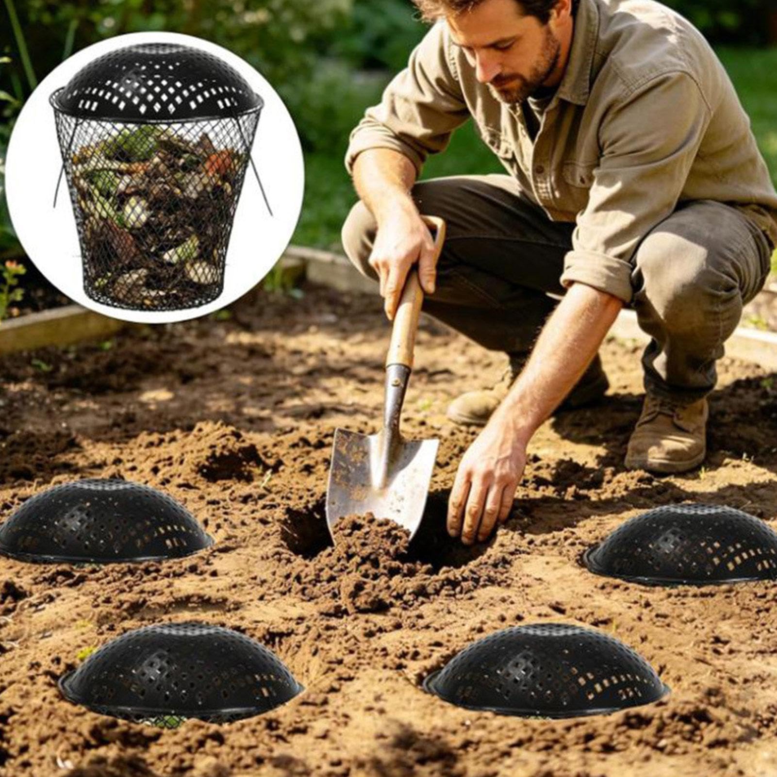 Vermicompostador Cesta Vermicompostaje Residuos con Tapa | Cubo Compost Con Lombrices Para Reciclaje Residuos Comida Interior Exterior Alimentación Plantas Macetas