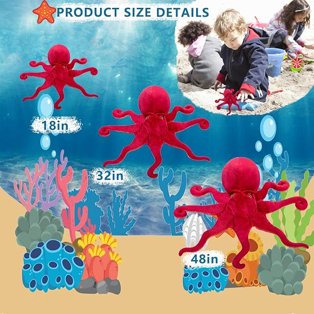 Foto 5 de 6 de Tiny Heart Animal de Peluche Pulpo 45cm/17 Juguete de Pulpo Realista Animal Encantador Suaves Peluche Pulpo…