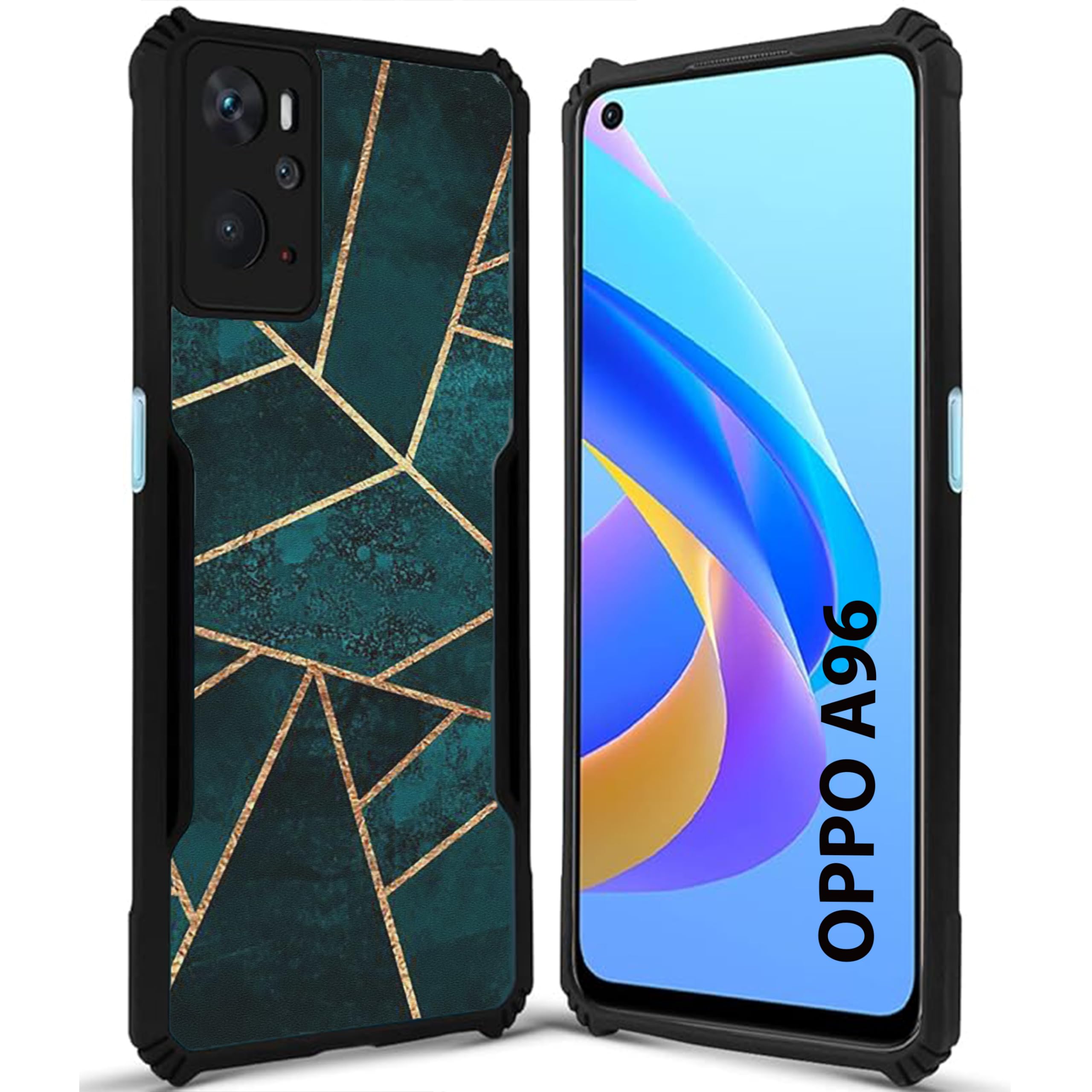 COBERTA Slim Shockproof 360 Degree Protection Design Back Cover Case for Oppo A96 | (Dark Green Golden Abstract) (B0CN5D8MW1) Amazon Price History, Amazon Price Tracker