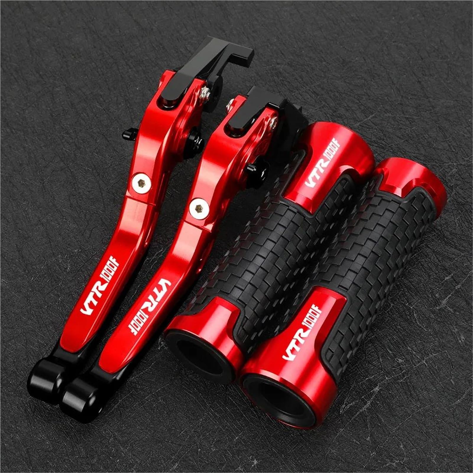 Tgvselpj Black- Silver Motorcycle Part Motorcycle Folding Extendable Clutch Levers Brake Adjustable Handle For H-Onda Vtr1000f Firestorm 1997-2007(Black- Silver)
