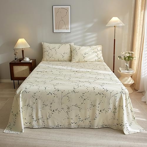 Miniatura 7 de VClife Juego de sábanas tamaño individual XL, juego de sábanas de 3 piezas con estampado floral, bolsillo extra profundo de 16 pulgadas, sábana de