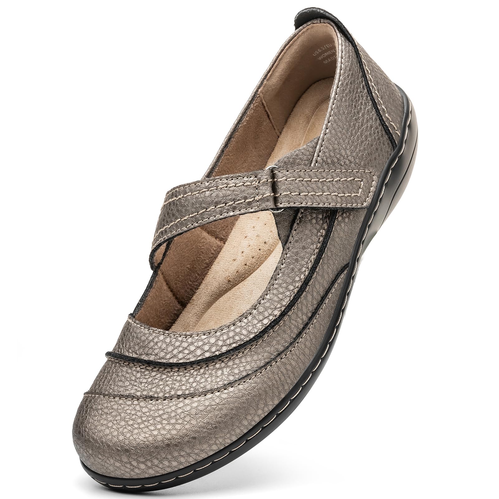 TALENAVA Women's Comfortable & Lightweight Leather Mary Jane Flats Versatile Business Casual Dress Shoes Work Office Cute Stylish Everyday Walking