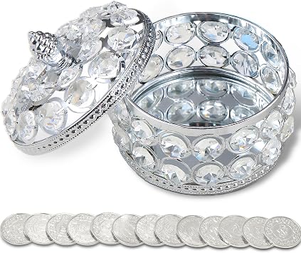 Arras Para Boda Catolica - Arras De Boda Catolica, Wedding Unity Coin Set with 13 Unity Coins and Decorative Rhinestone Box, Wedding Stuff for Unity Ceremony