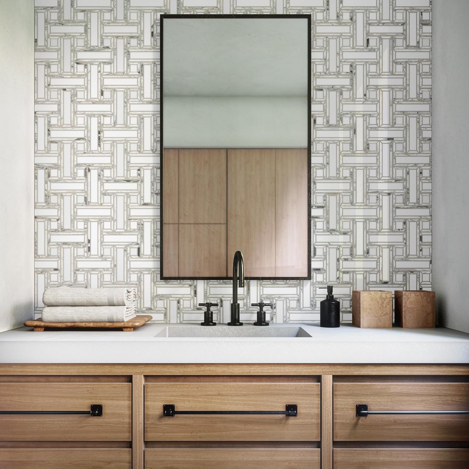 Daltile Gamma 2" Natural Stone Basketweave Wall and Floor Mosaic Tile (10 PC Per Carton) (6.30 SQFT Per Carton)