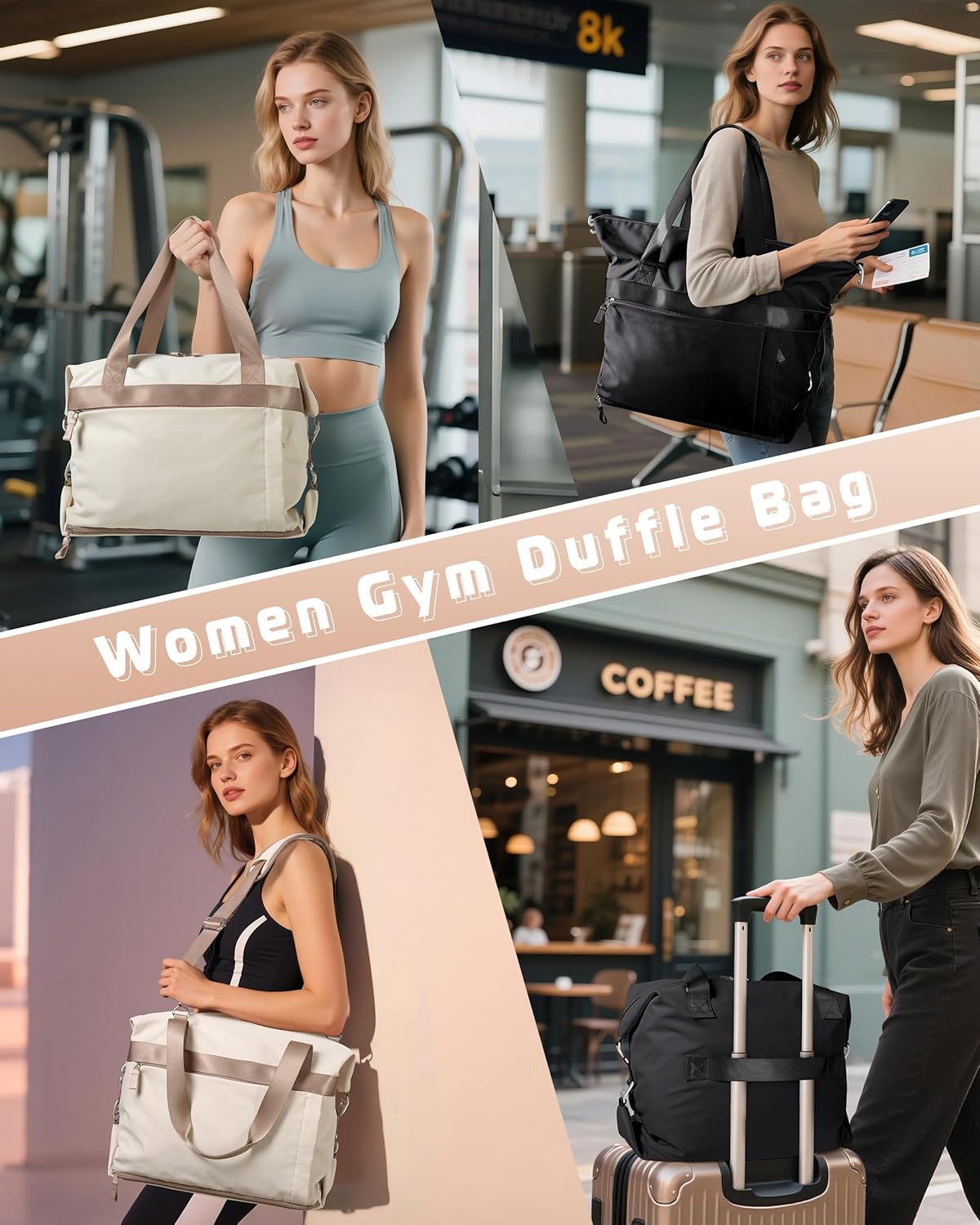 Convertible Women Gym Bag with Shoe Compartment and Wet Pocket, Women Duffle Bag wi... - Image 6