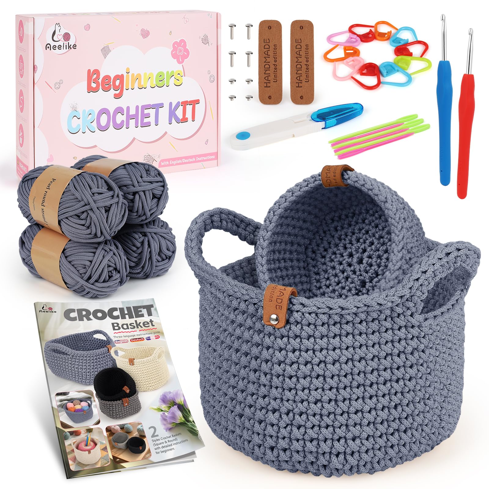 Macramé Pakket | 200 meter | Incl. Handleiding | Donkergrijs | Starter Set | Ringen Macramé Pakket | 200 meter | Incl. Handleiding | Donkergrijs | Starter Set | Ringen
