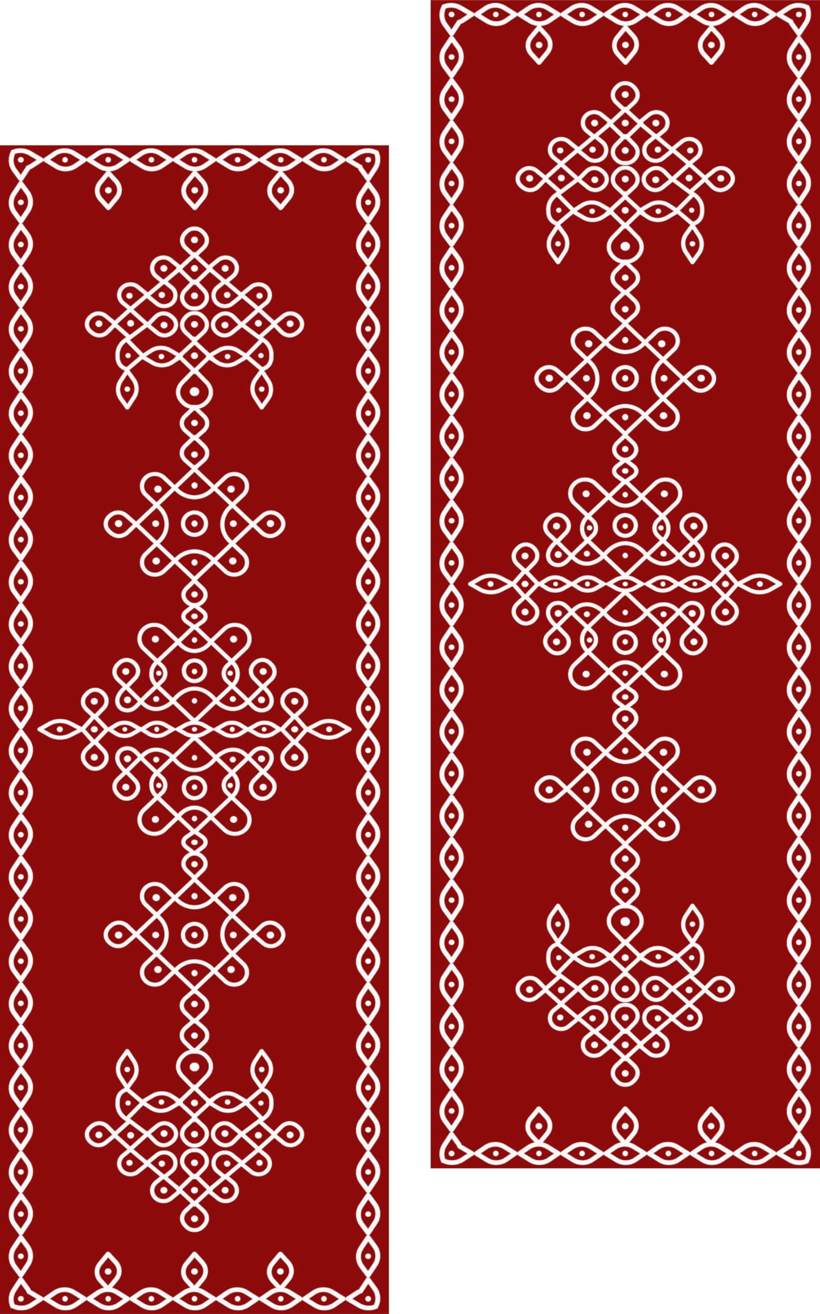 WorldAngle Rangoli Sticker | Kolam Border & Pooja Room Stickers | 6x18 Inch Pack of 2 | Red Color South Indian Decorative Stickers for Door, Step, Wall, Tile, Mandir & Festival Decor | Mandir Backdrop-picture-28