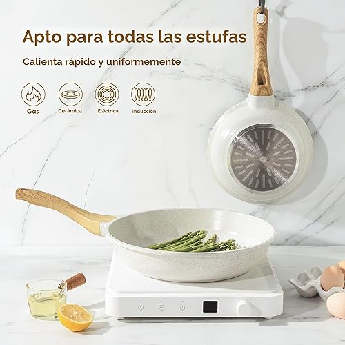 Miniatura 3 de SENSARTE - Sartén antiadherente de cerámica, para omelet y huevos, sartén de chef saludable y no tóxica, compatible con inducción, con mango
