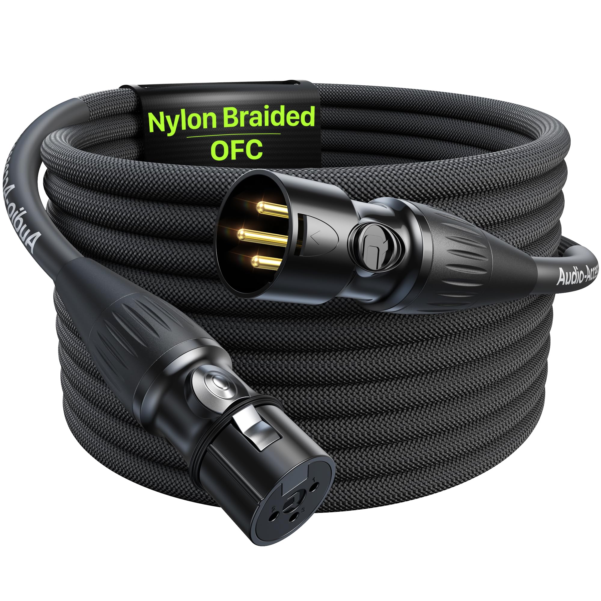 XLR Cables 15 Feet, Professional Gold-Plated Rean Connectors from Neutrik, Kevlar-Reinforced Nylon Braided Microphone Cable, Mic Cable, Durable Shielded and Balanced XLR Male to Female Cord
