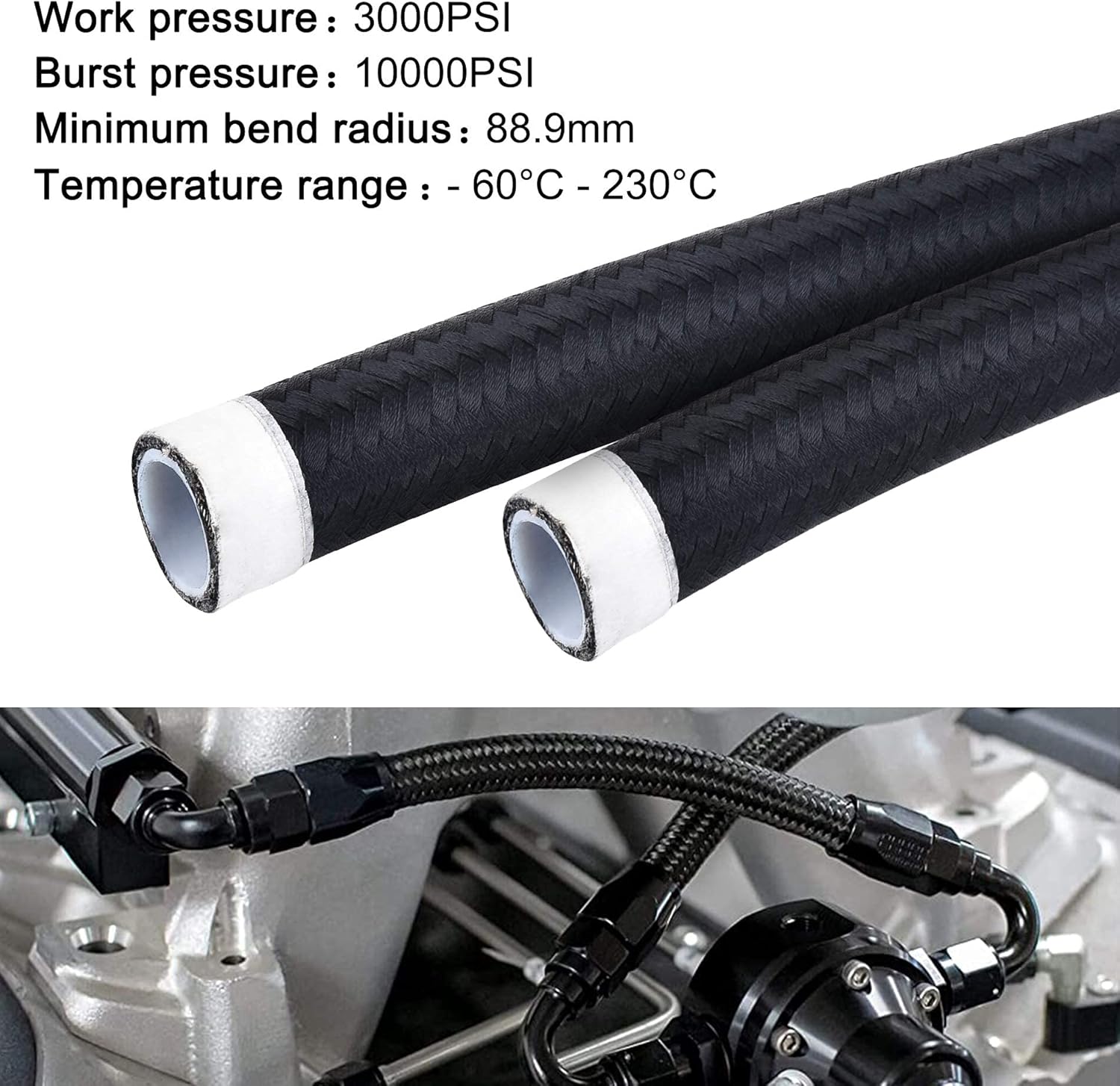 EVIL ENERGY 6AN 3/8" PTFE E85 Hose Braided Fuel Injection Line Fitting Kit 10FT Bundle with AN 3-12 Adjustable Wrench Spanner Fitting Tools