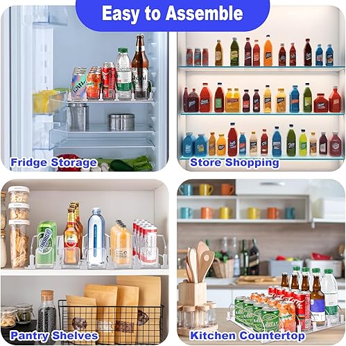 Miniatura 7 de Organizador de bebidas para refrigerador (ancho ajustable), organizador de bebidas para nevera de 16.5 pulgadas de profundidad, organizadores y