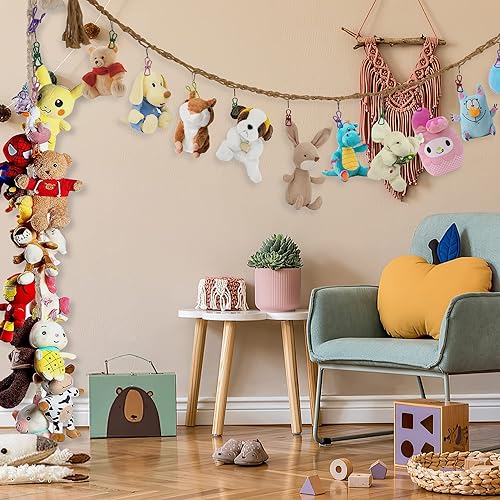 Miniatura 7 de Organizador de exhibición de cadena de juguetes de peluche, organizador de juguetes fuerte, cadena de almacenamiento, soporte de juguetes de peluche