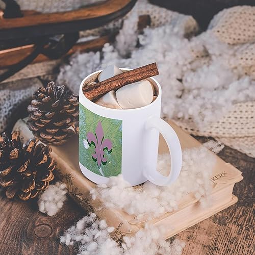 Miniatura 5 de 3dRose Cassie Peters Arte Digital – Fleur de Lis Arte Digital – Tazas, Blanco