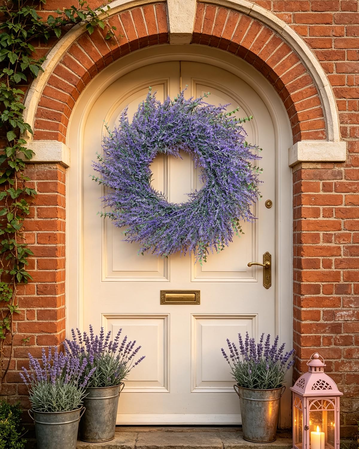 Ghirlanda per porta, 50 cm, ghirlanda di lavanda artificiale per porta d'ingresso, ghirlande primaverili ed estive, per tutte le stagioni, ghirlanda viola per matrimoni, San Valentino, feste in