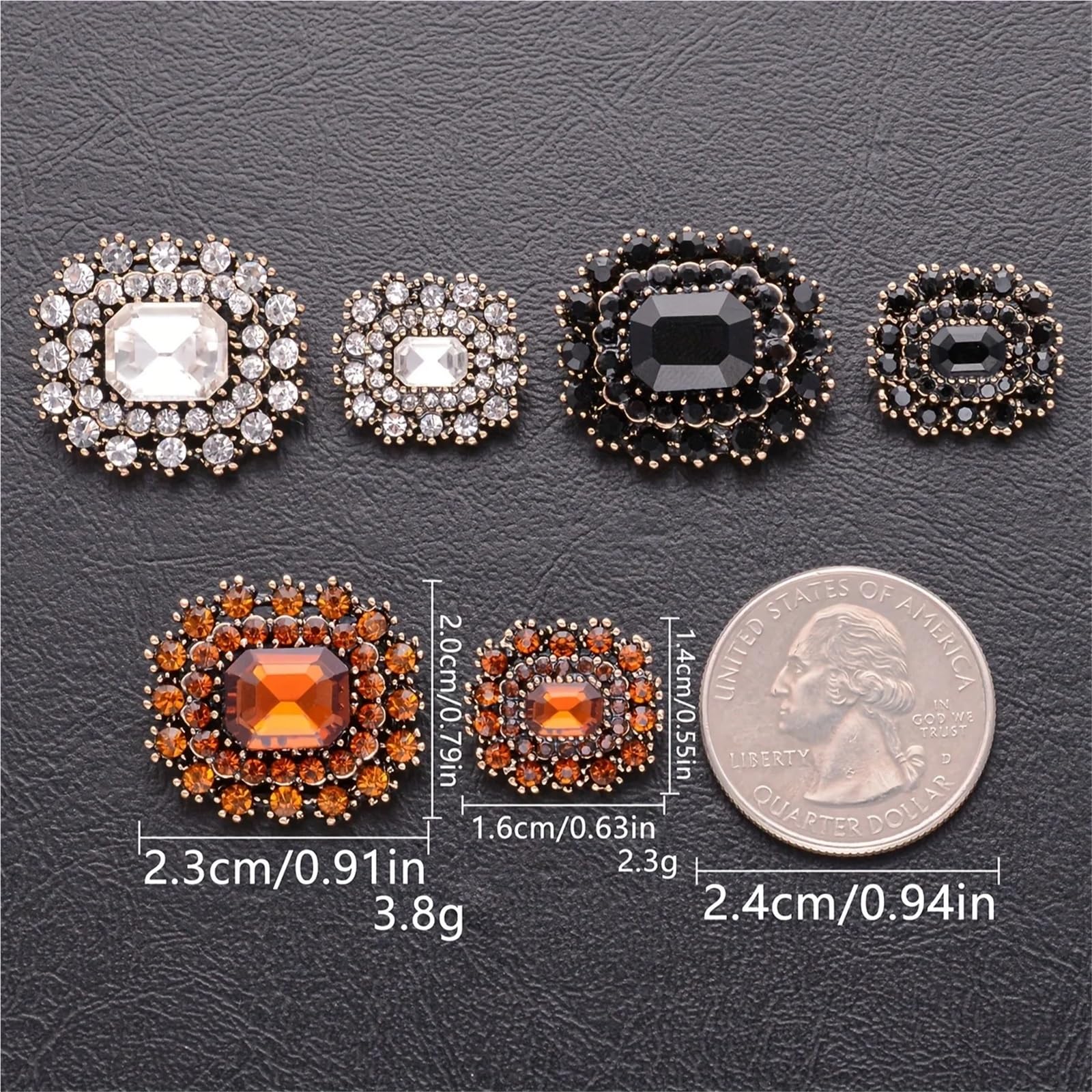 Künstliche Strass-Perlenknöpfe, 16 mm, 6 Stück