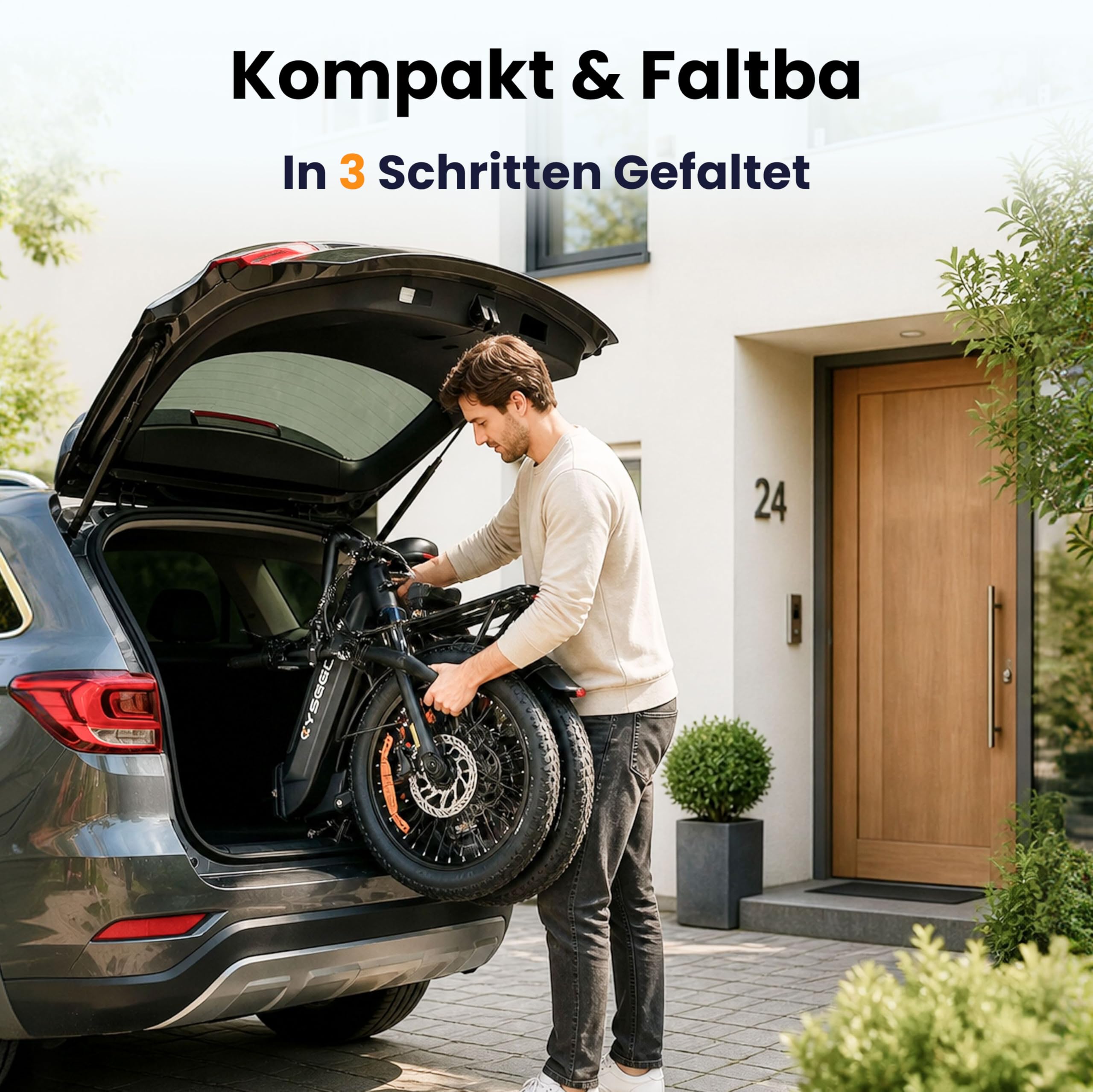 C20 E Bike Klapprad, 20x3.0 Fatbike mit Hydraulische Bremsen, 48V 15.6Ah Akku bis 120km, 250W Motor 25km/h Ebike, LCD Farbdisplay Shimano 7-Gang Elektrofahrrad für Damen Herren