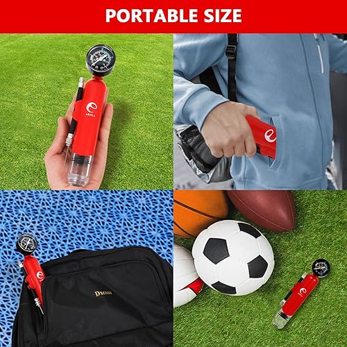 Miniatura 4 de Bomba de bola con manómetro, bomba de bola deportiva de doble acción con aguja, inflado de aire para baloncesto, pelota de fútbol, fútbol, voleibol,