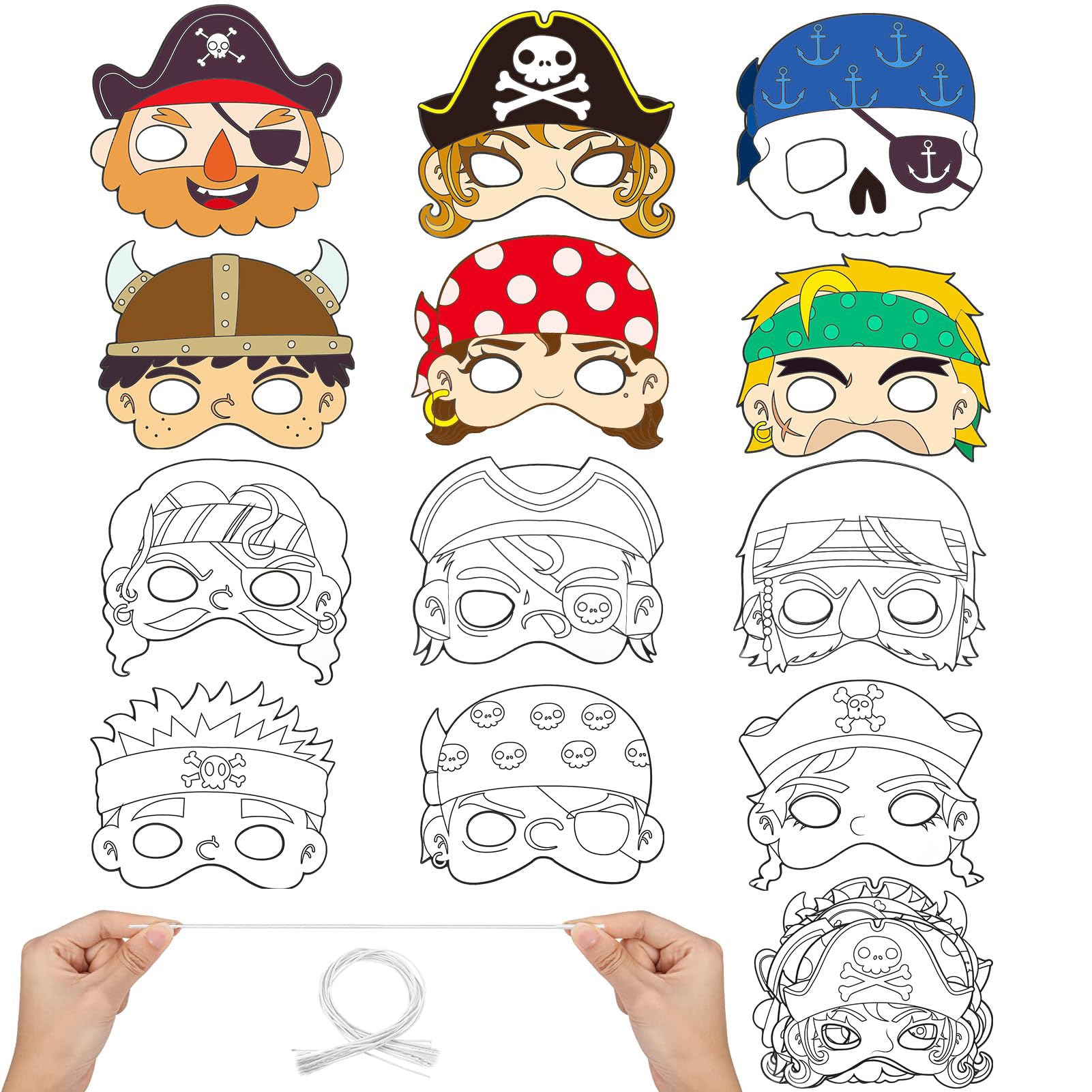 Máscaras de Piratas Imprimibles, Pirata Tuerto, Loro, Niña Pirata, Pirata Negro. Papel DIY Niños Adultos Plantilla PDF Descargar Cumpleaños de Halloween - México