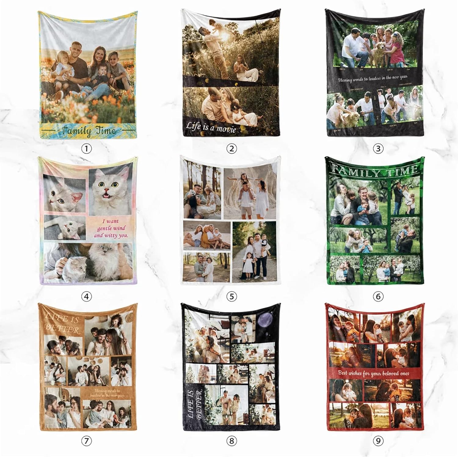 Custom Blanket with Photo Collage Personalized Picture Throw Blanket, Customized Soft Flannel Blanket with Any Photo and Text for Family, Best Friends, Lover, Keepsake Gift for Birthday Anniversary