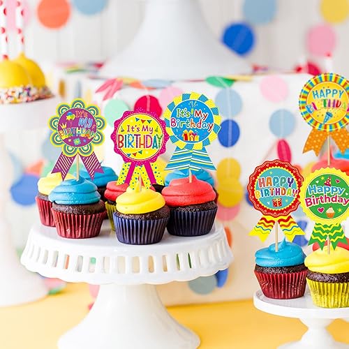 Miniatura 6 de Calcomanías de insignia de feliz cumpleaños para niños, 204 piezas, decoración de cumpleaños para el hogar, aula, fiesta