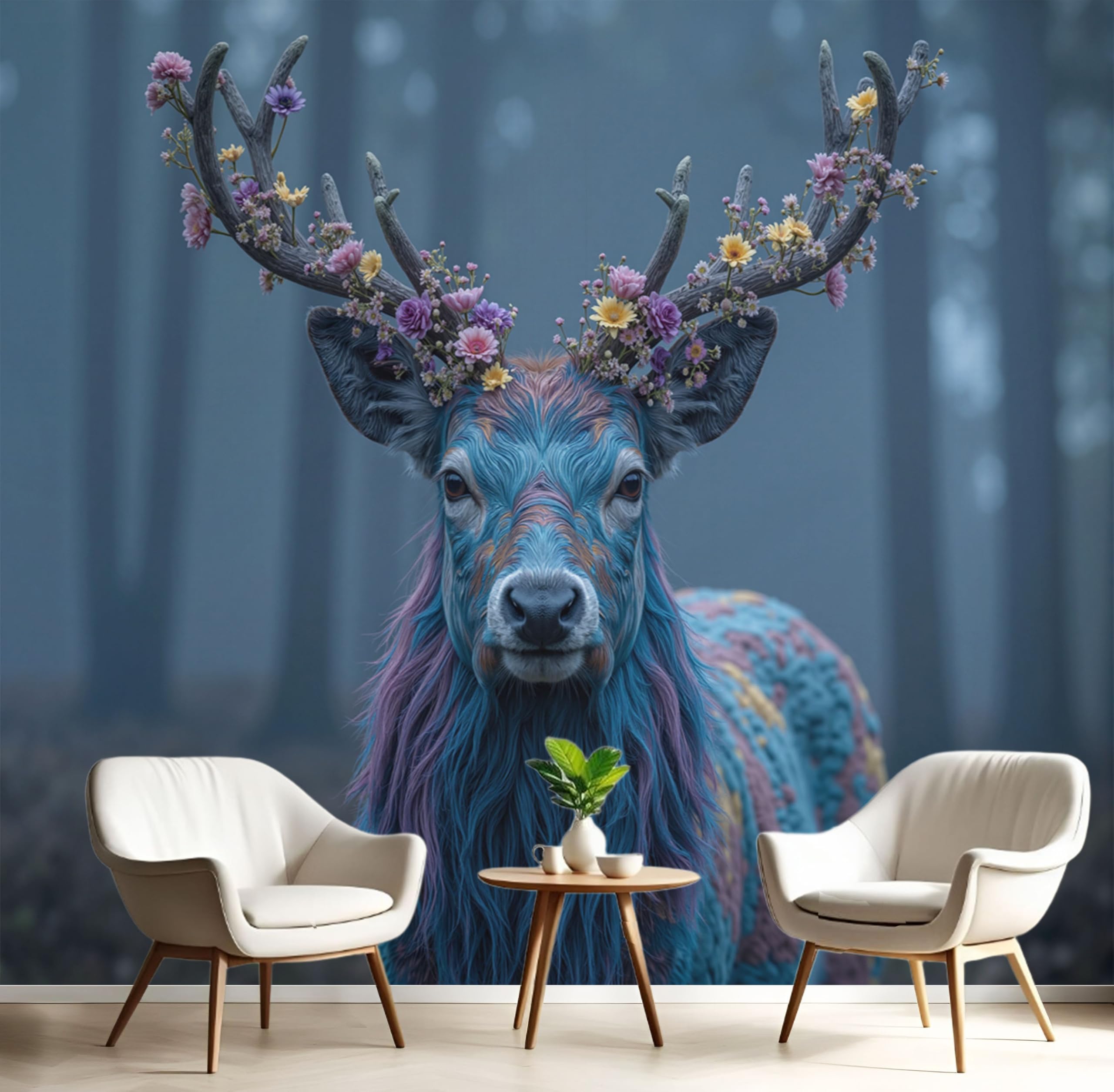 Papier peint panoramique forêt pour agrandir un salon et masquer les défauts
