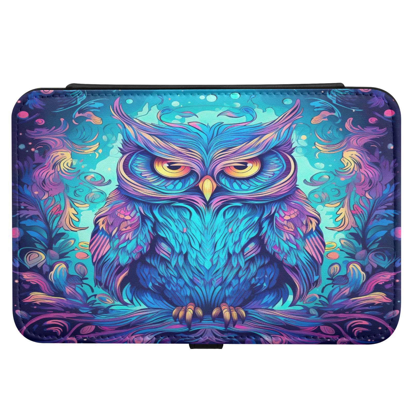 Haskirky Blue Owl Pattern Jewelry Box Portable PU Leather Travel Jewelry Organize for Women Jewelry Storage Display Holder for Ring, Necklace, Earring