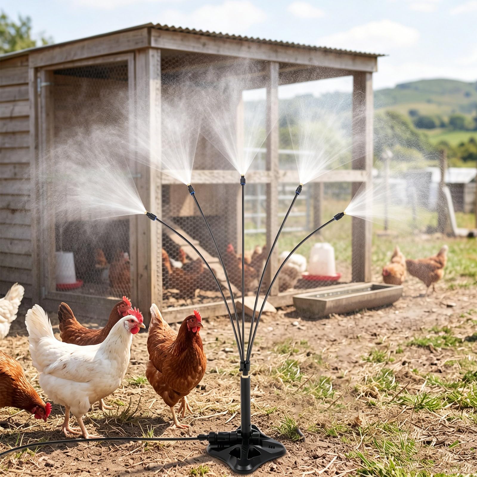 Photo 1 of **USED*** VIHOSE 1 Set Standing Misters for Chicken Coop, 30.7 Inch Height Portable Misting System, 26.2 ft Stand Misting Line for Chickens, Helps Keep Flocks Cooler During Hot Weather, Reduce Dust