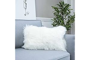12" x 20" Plush Pillow Case for Couch, Sofa Bed - White Fur Pillow