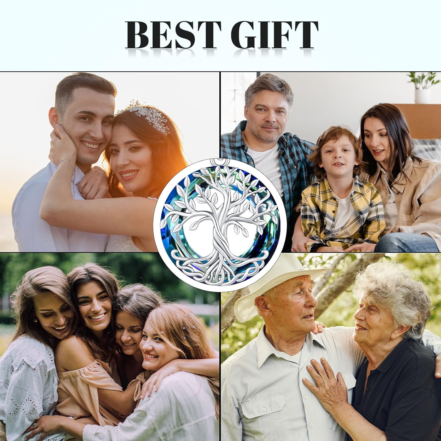 Tree of Life Necklace Tree of Life Pendant 925 Sterling Silver Abalone Shell Opal Malachite Turquoise Moonstone Crystal Necklace Celtic Knot Family Tree Jewelry for Men Women Fathers Day - Image 7