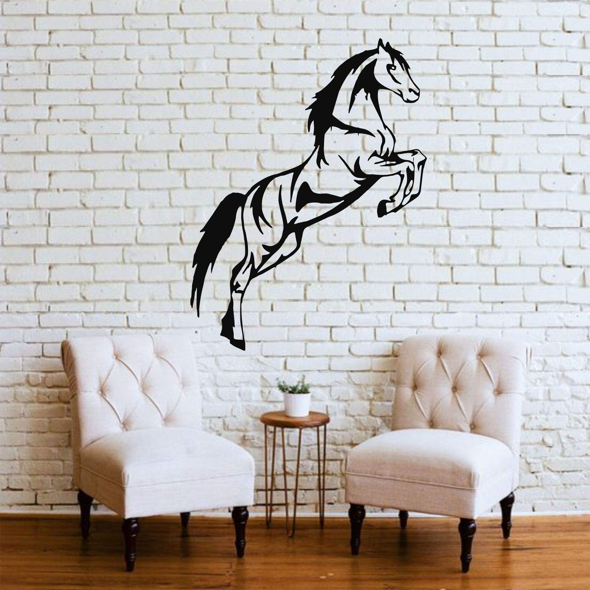 Dekadron Cheval Décoration murale en métal 53x117cm noir