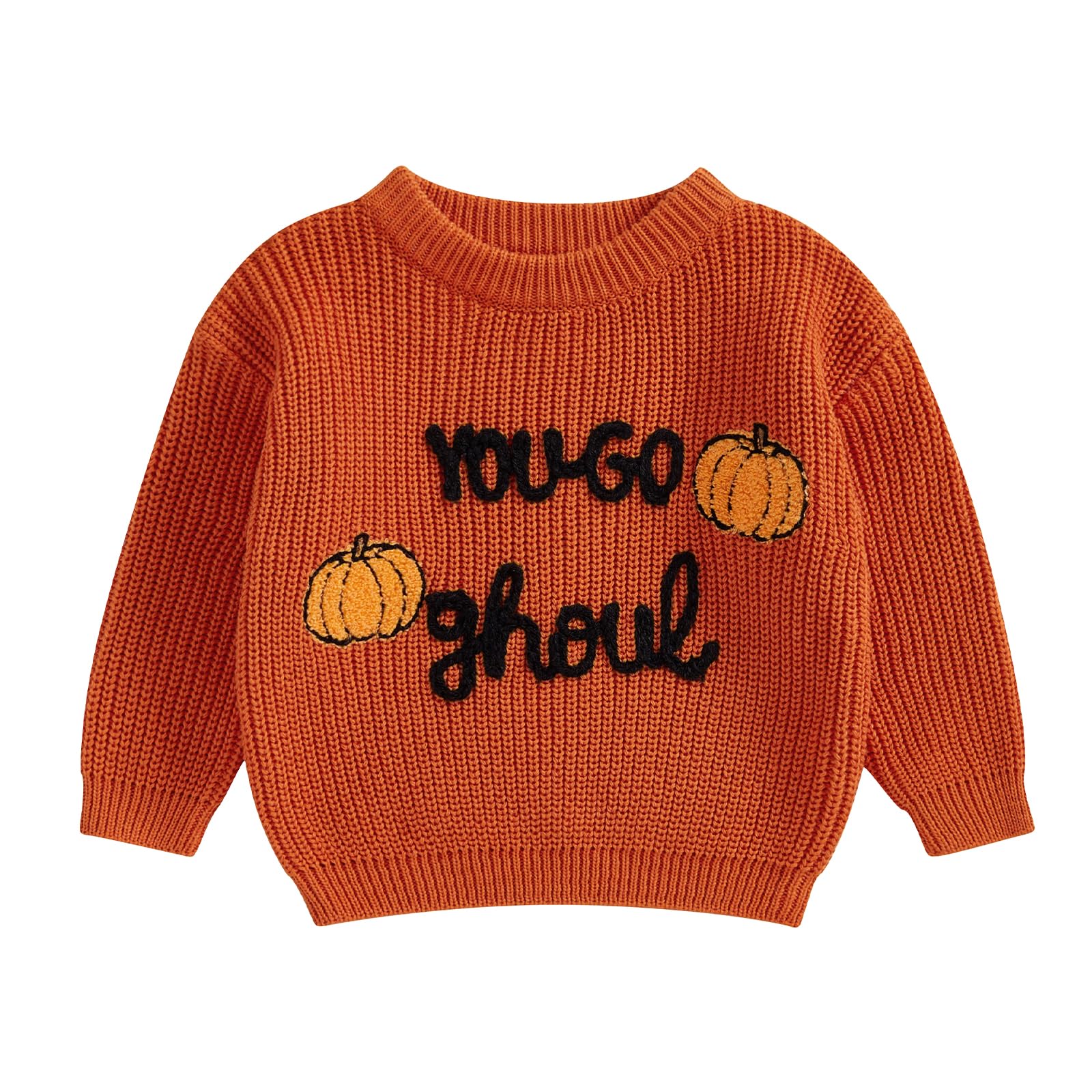 LSFYSZD Toddler Baby Girls Boys Halloween Pumpkin Sweaters Long Sleeve Crew Neck Winter Warm Knitwear Pullover Jumpers Top — view 184