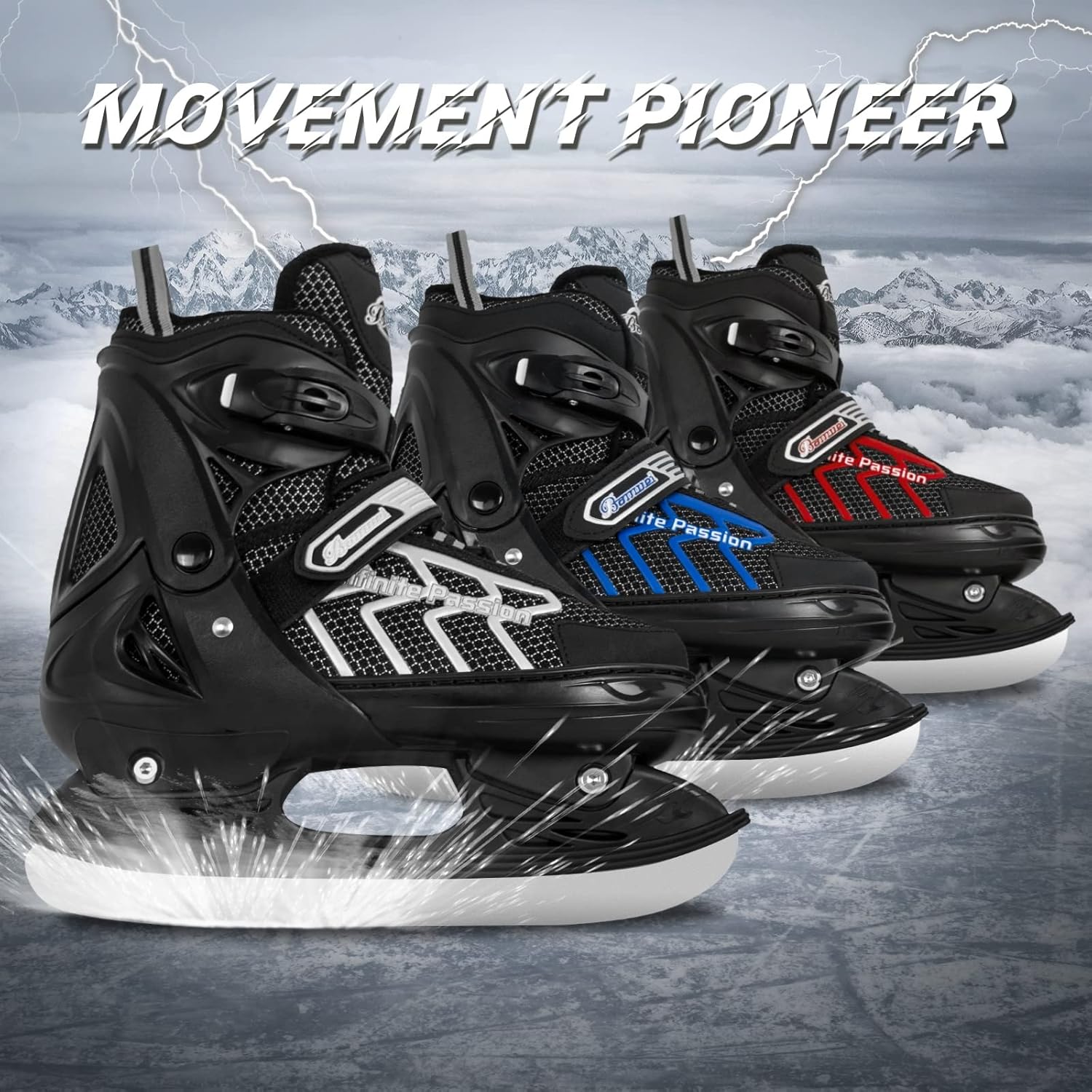 Nattork Adjustable Ice Skate Shoes for Girls and Boys, Soft Padding and Reinforced Ankle Support ice Skate for Men and Women : Sports & Outdoors