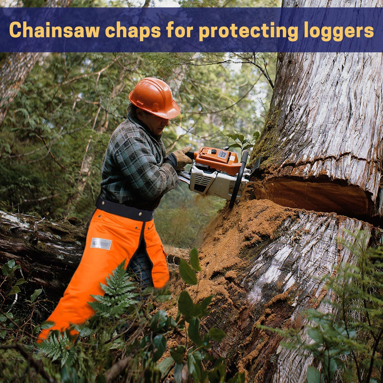 Chainsaw Chaps with Adjustable Belt&Pocket, Forestry Protective Gear