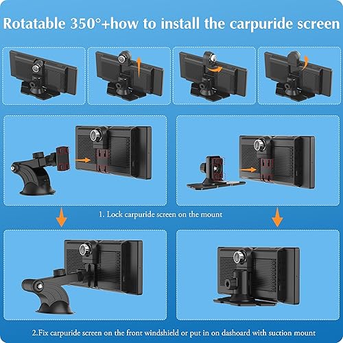 Miniatura 8 de Carpuride W903 Apple Carplay inalámbrico portátil y Android Auto con Dash Cam - Pantalla HD IPS de 9.3 pulgadas, cámara frontal y de respaldo de