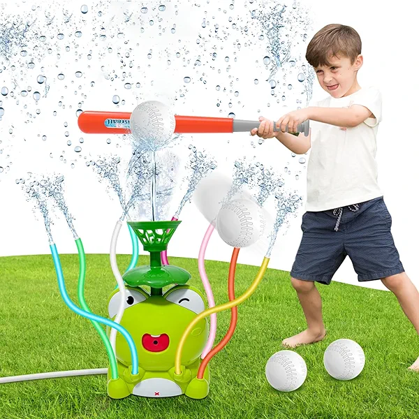 Outdoor Water Sprinkler Baseball Toy for Kids Outside Play,Summer Backyard Lawn Garden Yard Games, Attaches to Garden Hose Splashing Fun Toys Spray Water Baseball for Boys Girls