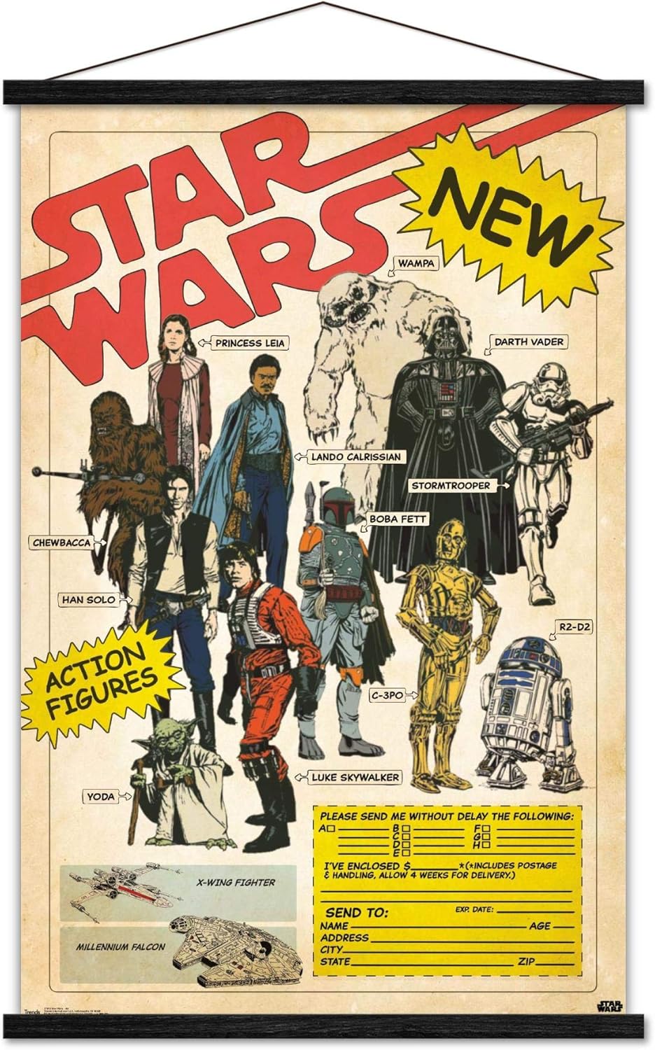 Trends International Star Wars: Saga - Ad Wall Poster, 22.375" x 34", Print and Black Hanger Bundle