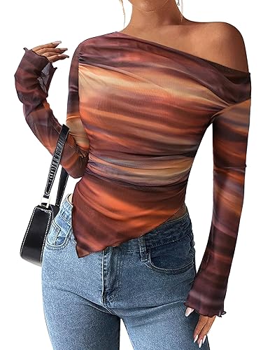 PRETTYGARDEN Womens Fall Trendy Off Shoulder Y2k Tops 2026 Tie