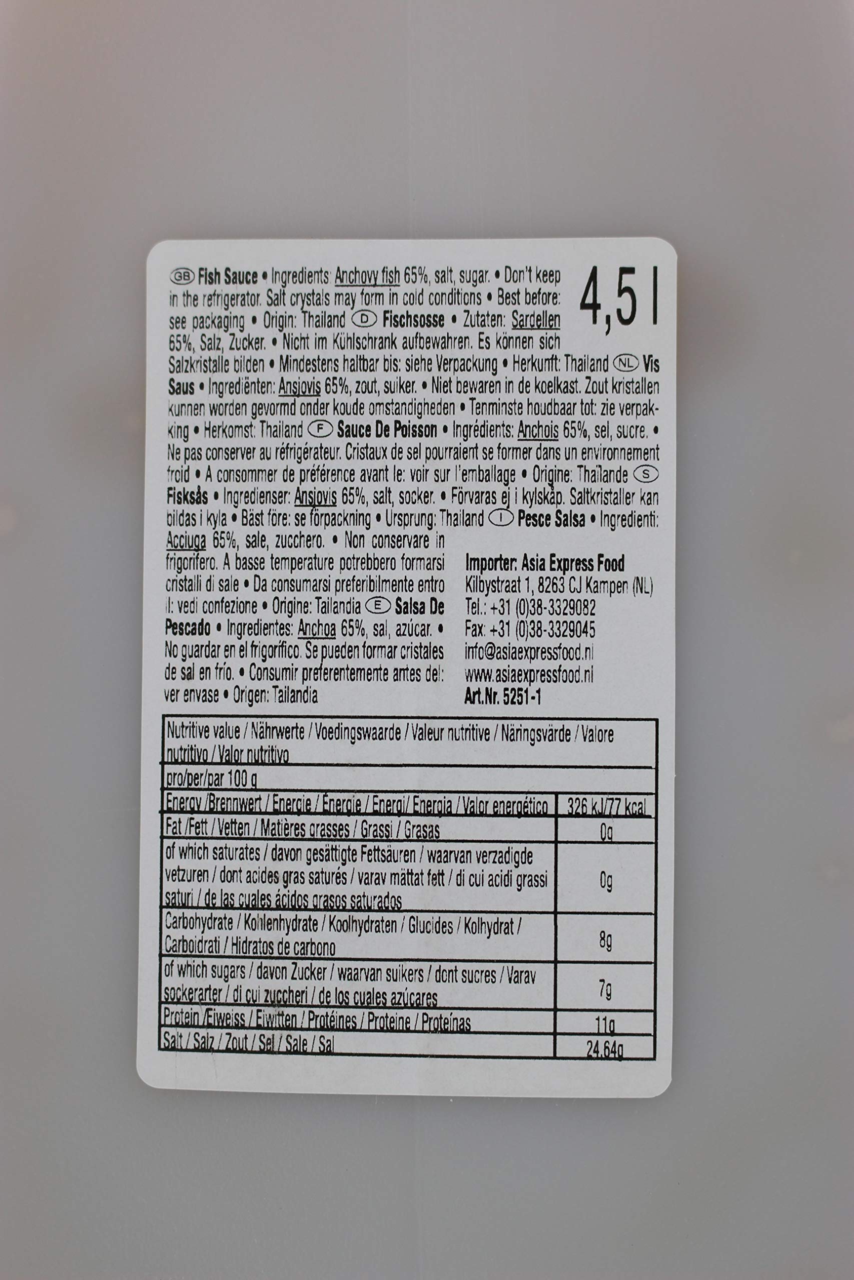 Tiparos Paquete de salsa de pescado de 1 x 4,5 l 4.5 ml