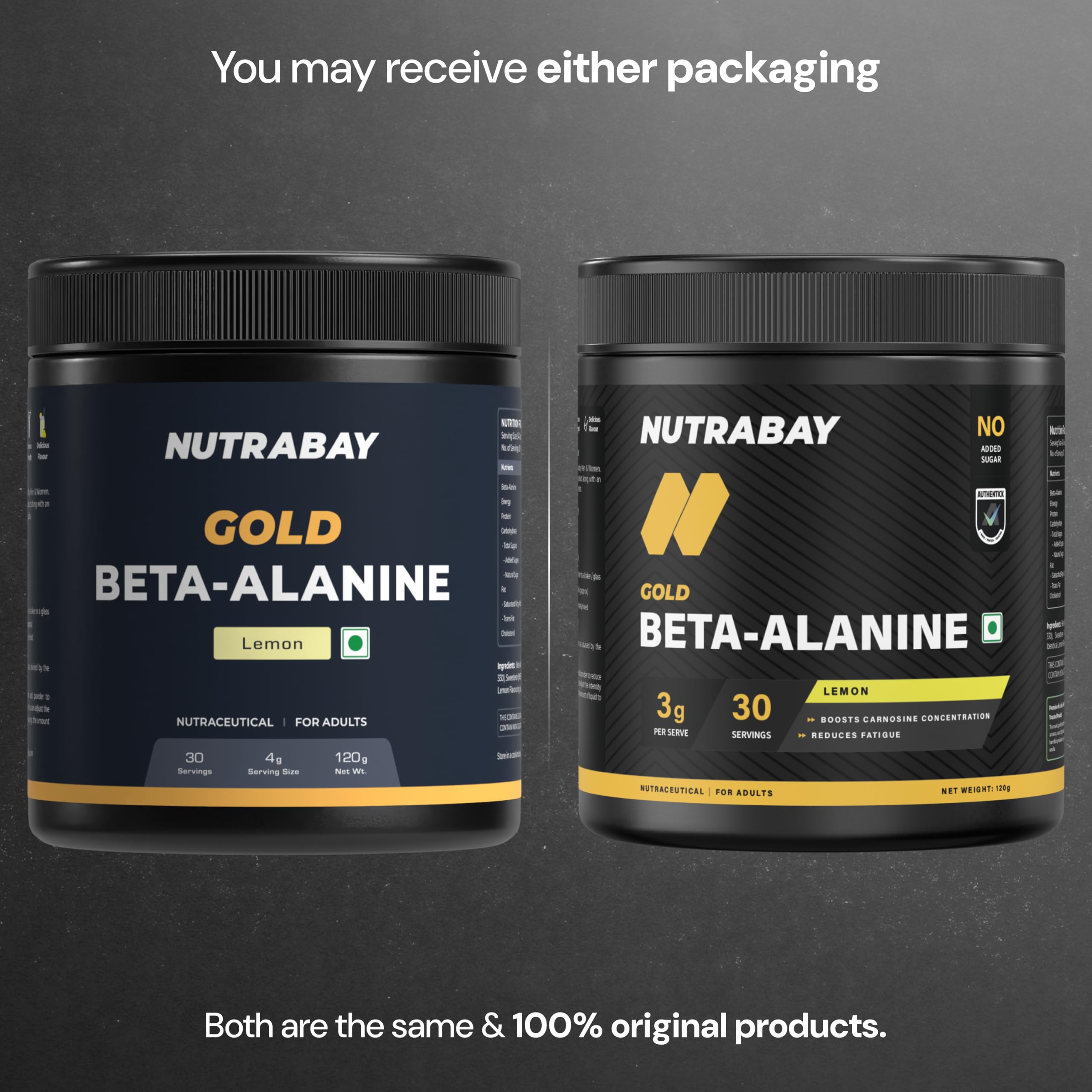Nutrabay Gold Beta Alanine Supplement Powder 120g, Lemon Flavor β Pre Workout Amino Acid for Endurance & Fatigue Reduction