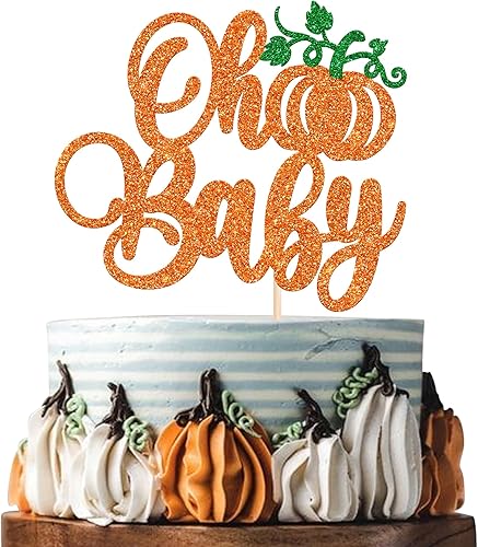 Miniatura 105 de Paquete de 24 adornos para cupcakes de calabaza con purpurina para cupcakes de calabaza para Acción de Gracias, baby shower, decoración de cupcakes