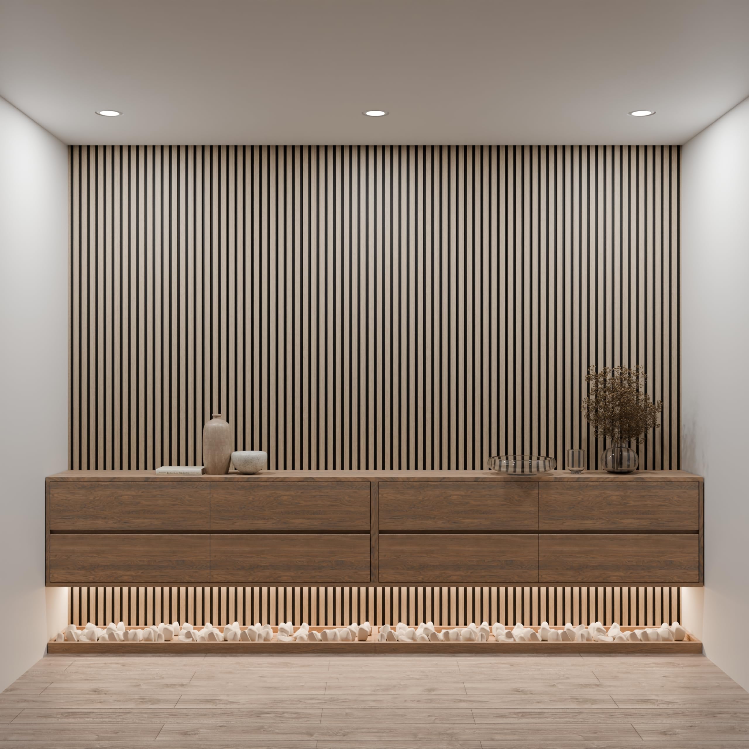 Panele akustyczne orzechowe – 240 x 60 cm – 21 mm – opakowanie 2 szt. – 2,88 m² – dekoracja ścienna i izolacja akustyczna