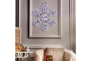 Alpine Corporation 24" H Indoor/Outdoor Hanging Snowflake Decoration with LED Lights