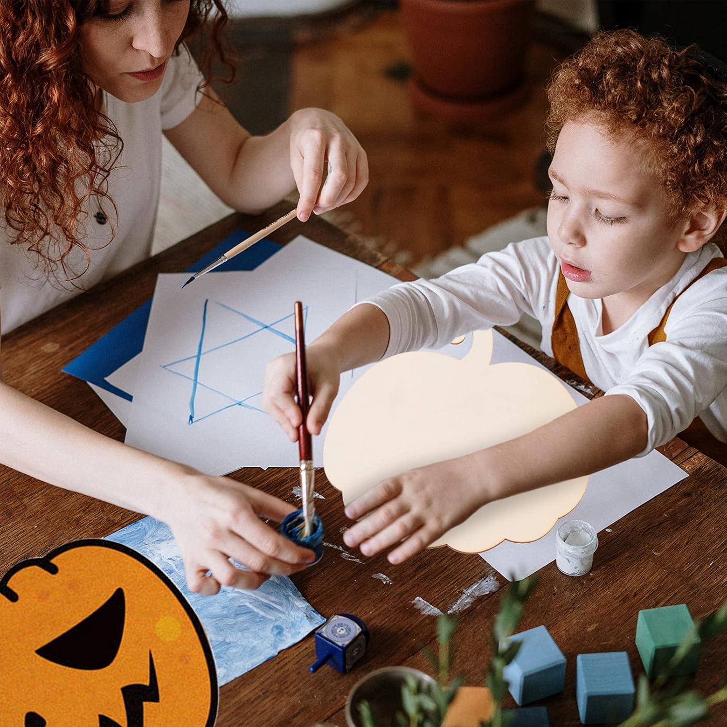 NUOBESTY Wooden Pumpkin Boards for DIY Painting Unfinished Pumpkin Shape Craft Chips 2 Sizes for Kids Halloween and Thanksgiving Decorations Durable and Sturdy Art Supplies 12X10.6 Inch - Image 4