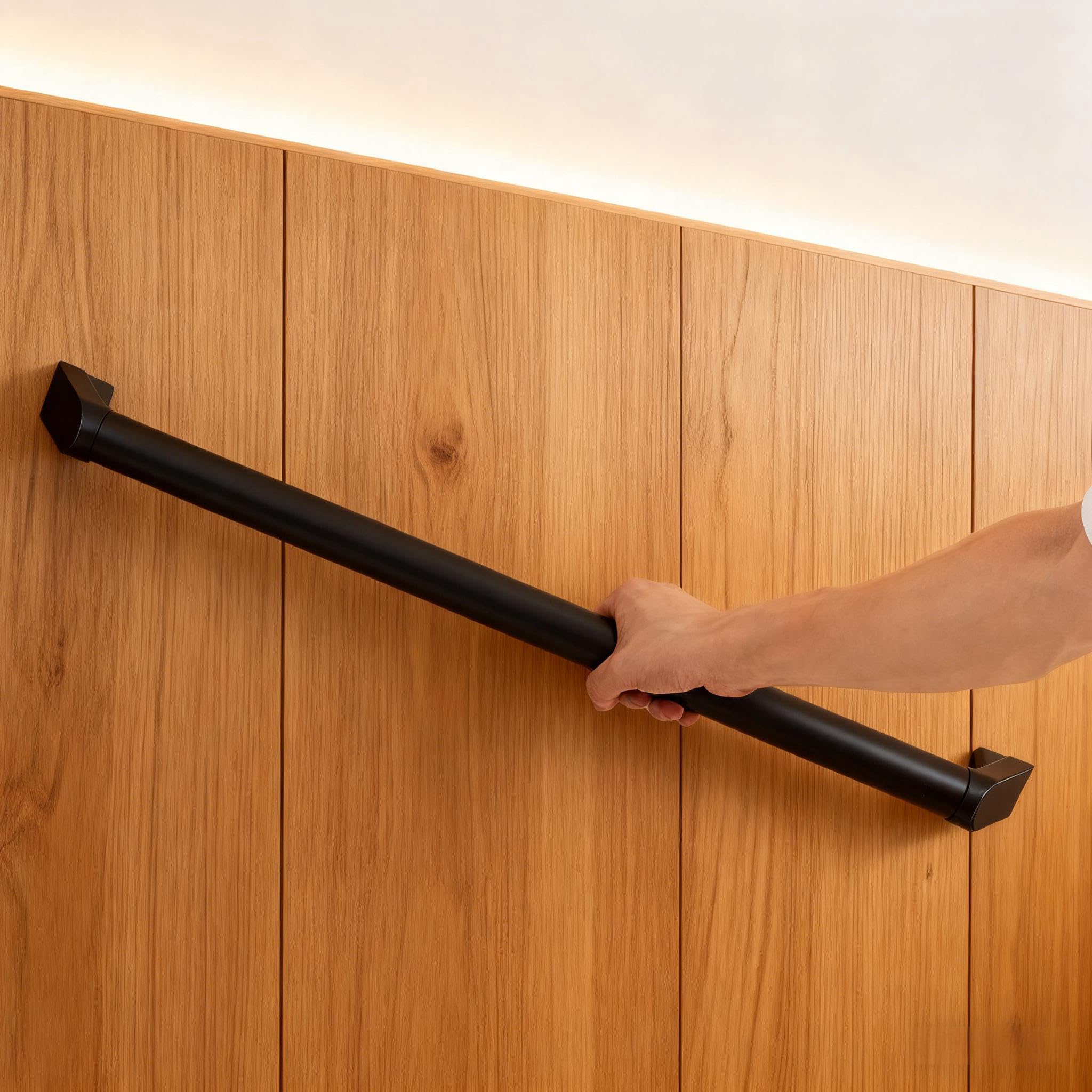Handrails for Indoor Stairs,Railings,Stairs Handrail,Modern Aluminum Handrail Set, Wall Mounted,Matte Black or Cherry Wood Grain, Rust Free. (Matte Black, 6 FT- (Two Joined Pieces)) — image 1