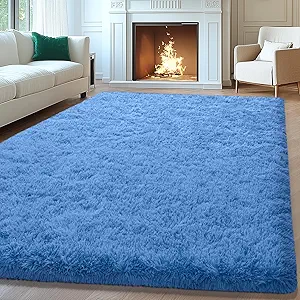 8x10 Area Rugs for Living Room, Blue Large Fluffy Rugs for Bedroom, Soft Carpet Shag Kids Room Rug, Non-Slip Fuzzy Rugs Indoor (Blue, 8ft x 10ft)