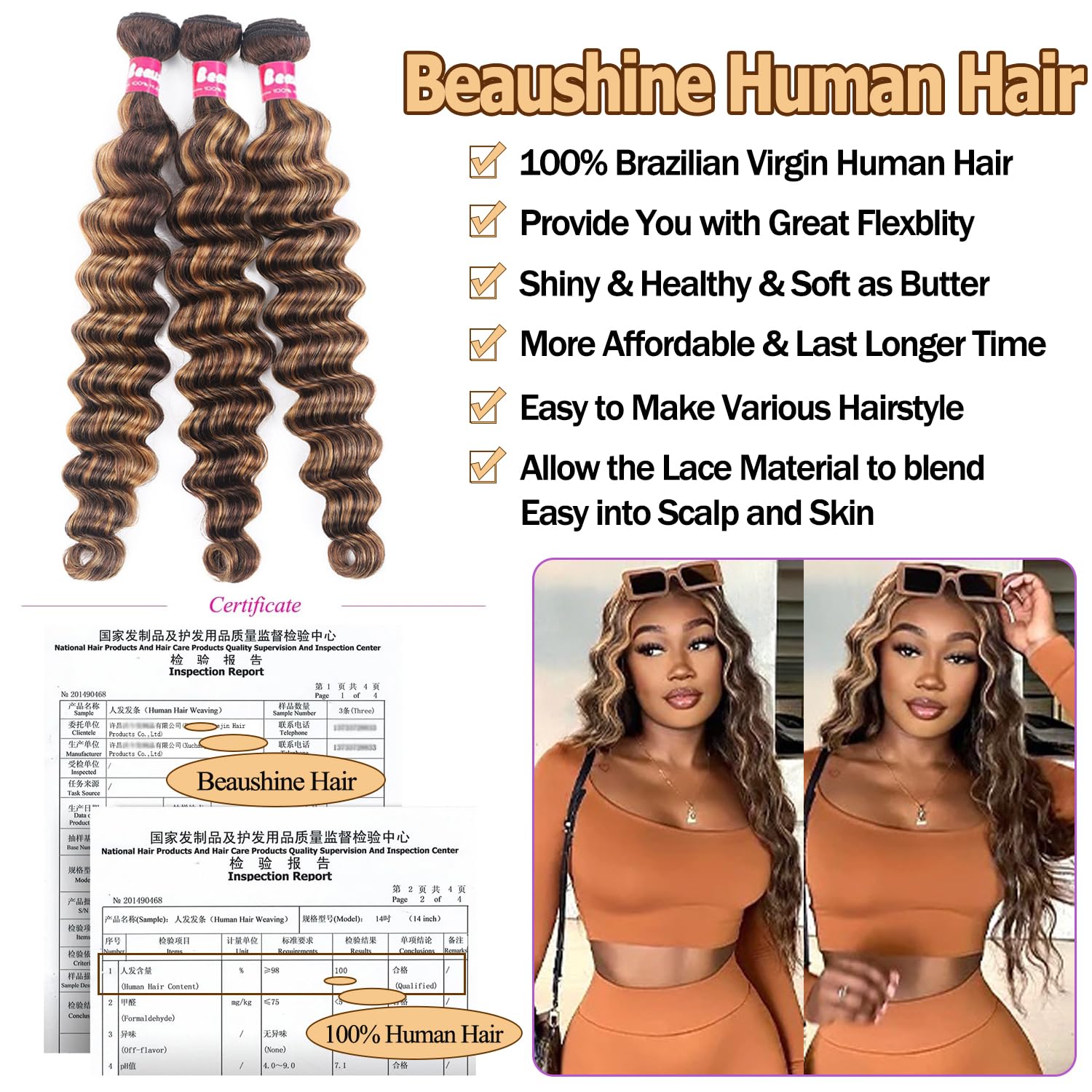 10A Human Hair Loose Deep Wave Bundles with 4x4 Closure