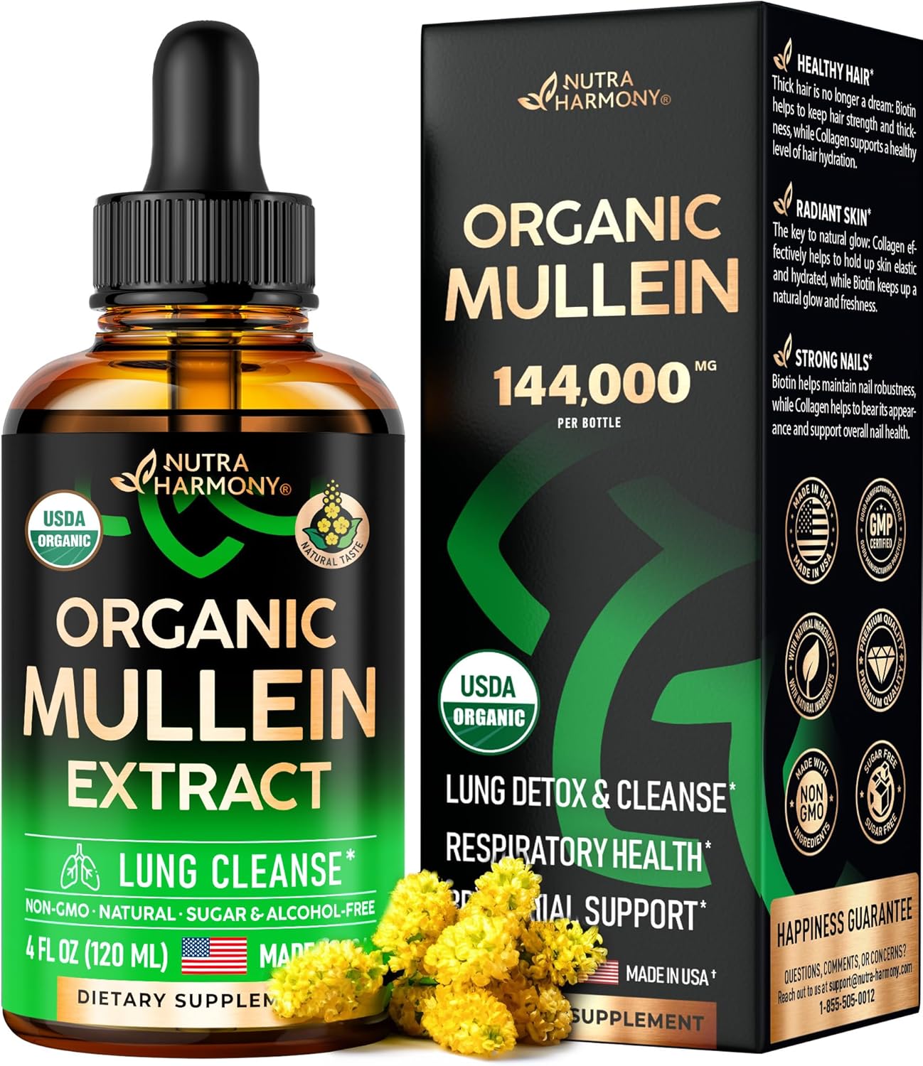 USDA Organic Mullein Drops for Lungs Mullein Leaf Extract